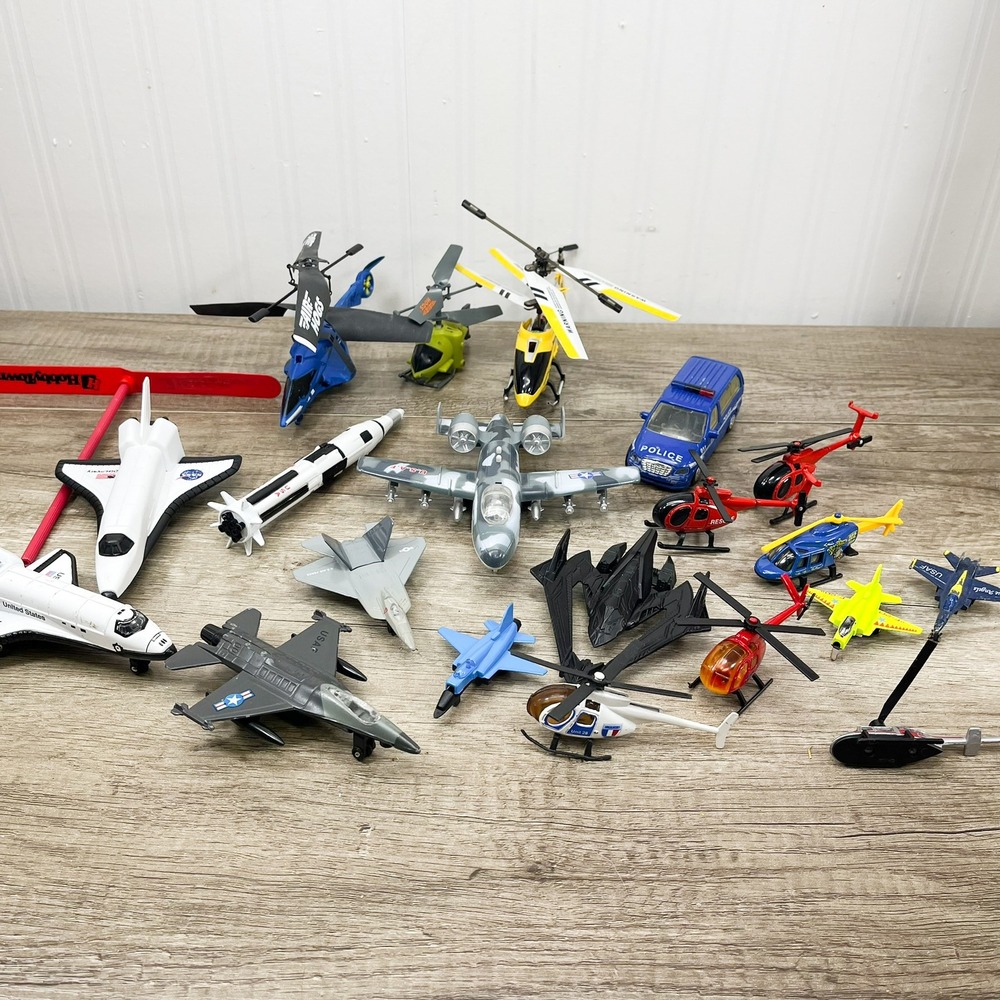 Toy Aircraft Lot Air Hogs NASA Space Shuttle USAF Jets Helicopters Police Van
